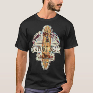 Surfing Surfboard Distressed Longboard Newport Bea T-Shirt