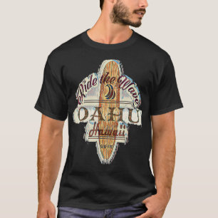 Surfing Surfboard Distressed Longboard Oahu Hawaii T-Shirt