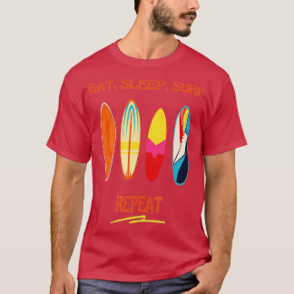 Surfing Surfboard Eat Sleep Surf Repeat Retro Surf T-Shirt