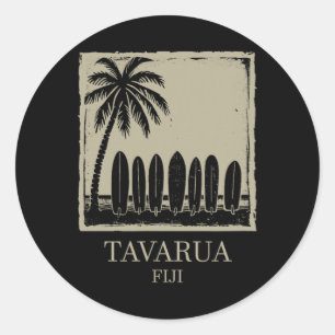 Surfing Surfboard Tavarua Classic Round Sticker