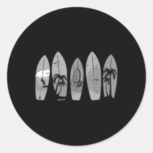 Surfing Surfboard Vintage Clic Retro Surfboarder S Classic Round Sticker