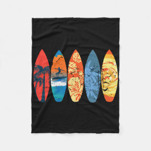 Surfing Surfer Palm Tree Surfboard Sunset Wave _1 Fleece Blanket