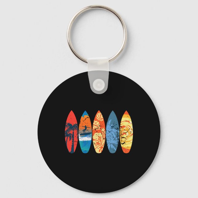 Surfing Surfer Palm Tree Surfboard Sunset Wave _1  Key Ring (Front)