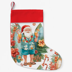 Surfing Surfer  Santa Christmas Party  Small Christmas Stocking