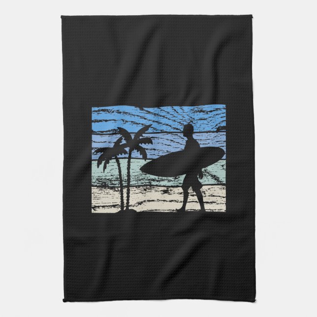 Surfing Surfer Tea Towel (Vertical)