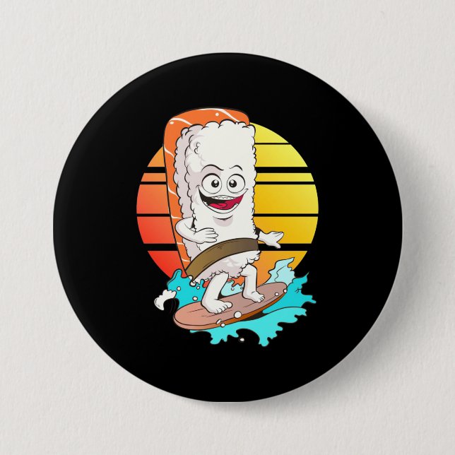 Surfing Sushi 7.5 Cm Round Badge (Front)