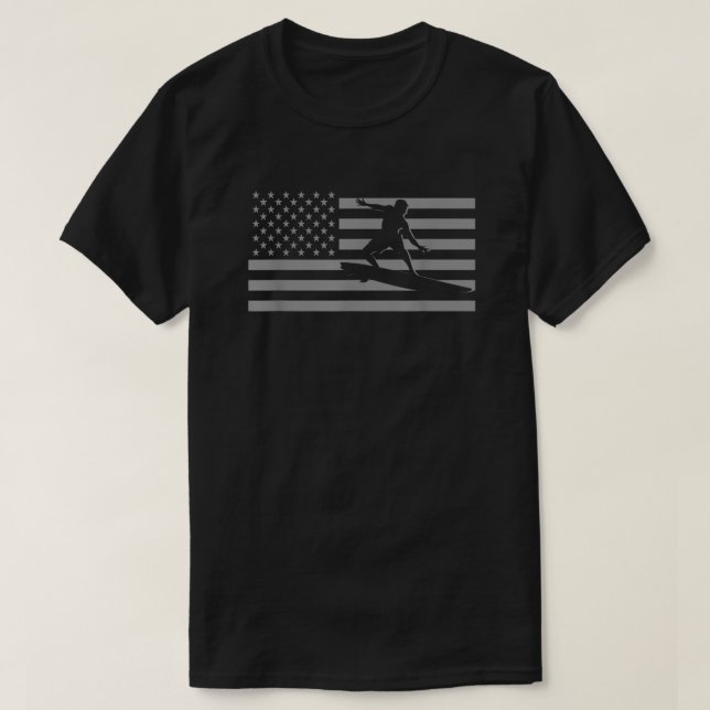 Surfing T Shirts - American Flag Surf   (Design Front)