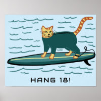 SURFING Tabby Cat Funny Cute CUSTOM TEXT Nursery