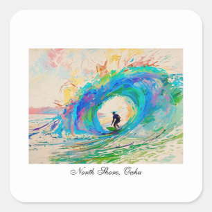 Surfing the Barrel Square Sticker