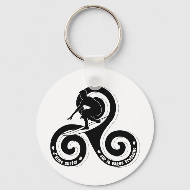 Surfing the Breton wave (man version) Key Ring (Front)