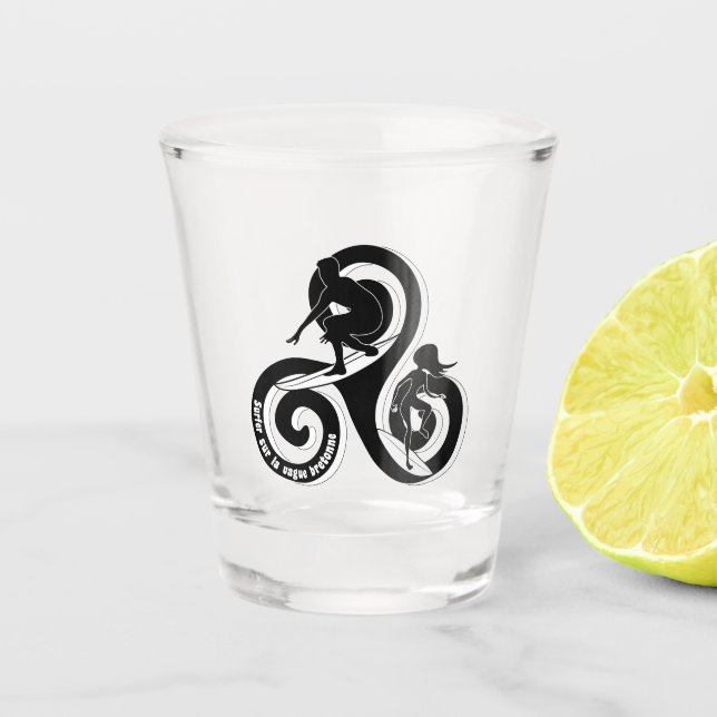 Surfing the Breton Wave Shot Glass (Front)