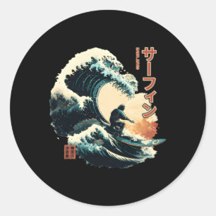 Surfing The Great Wave Of Kanagawa Surfer Classic Round Sticker