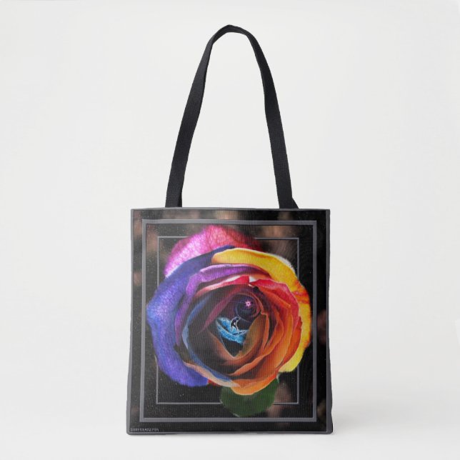 Surfing the Rainbow Rose Tote Bag (Front)