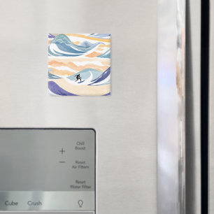 Surfing the Wave Contemporary Watercolor Ocean Magnet