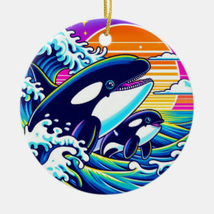 Surfing the Waves Ceramic Tree Decoration