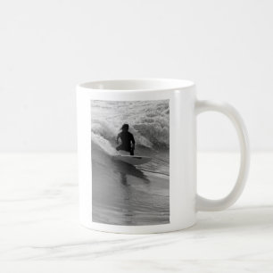 Surfing The Waves Grayscale Coffee Mug