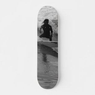 Surfing The Waves Grayscale Skateboard