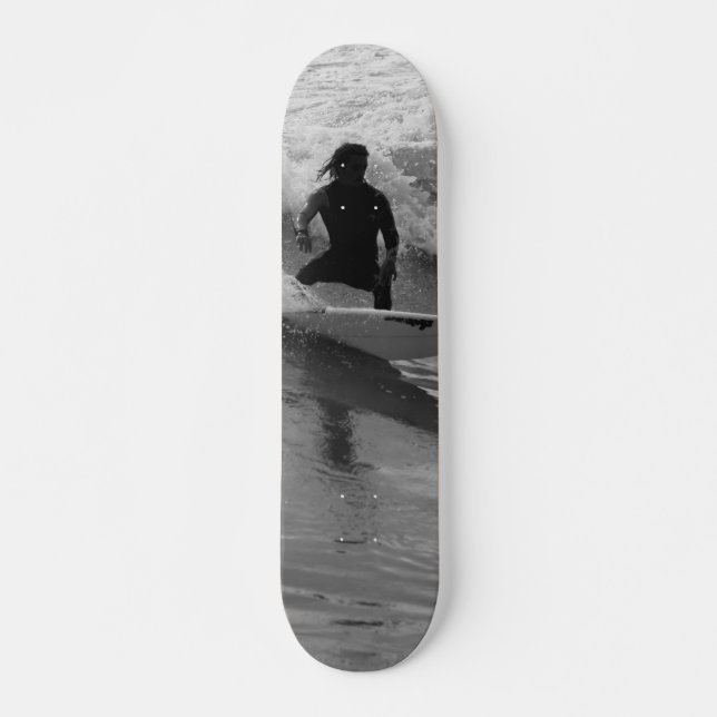Surfing The Waves Grayscale Skateboard (Front)