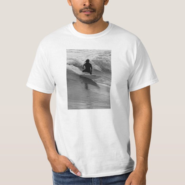 Surfing The Waves Grayscale T-Shirt (Front)