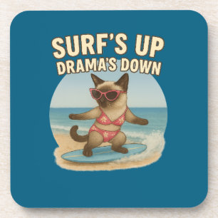 Surfing themed for Siamese Cat  Coaster
