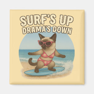 Surfing themed for Siamese cat lovers Magnet