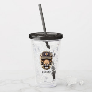 Surfing Tiger   Add Your Name Acrylic Tumbler