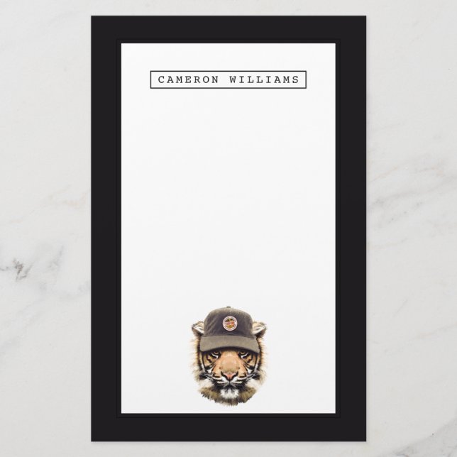 Surfing Tiger | Add Your Name Stationery (Front)