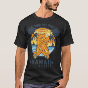 Surfing Time Hawaii California Beach Retro Vintage T-Shirt