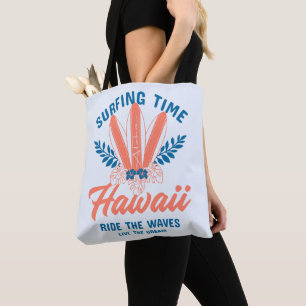 Surfing Time Hawaii Ride the Waves Tote Bag