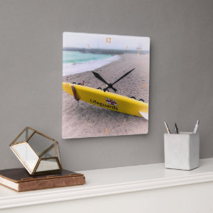 Surfing to the Rescue, West Bay, Dorset Square Wall Clock