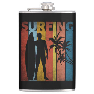 SURFING TROPICAL SUMMER HIP FLASK