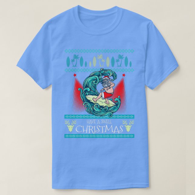 Surfing Ugly Christmas Sweater Knitted Style Xmas (Design Front)