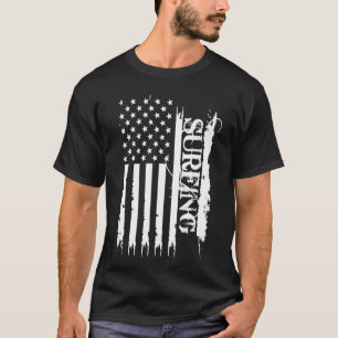 Surfing United States Distressed w US Flag T-Shirt