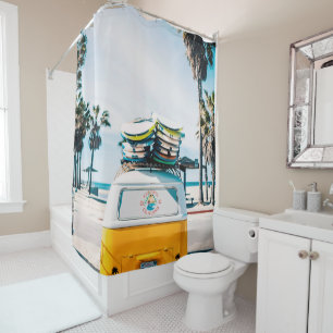 Surfing van shower curtain