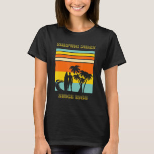 Surfing Vibes Surfboard Waves And Palm Tree T-Shirt