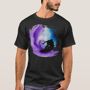 Surfing Watercolor Cute Waves Surfer Beach Lover T-Shirt