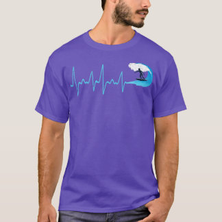 Surfing Wave Retro Heartbeat Surfer T-Shirt
