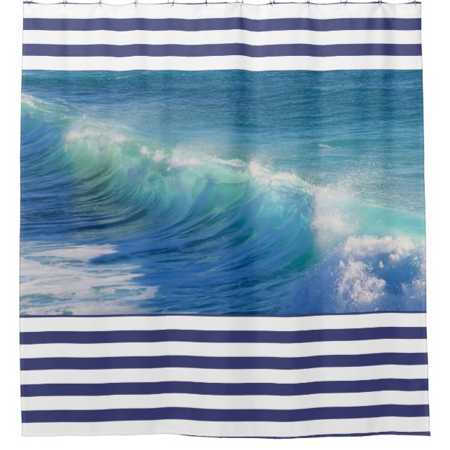 Surfing Wave Shower Curtain (Front)