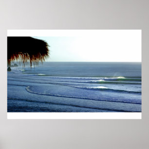 Surfing Waves Breaking in Bali Poster