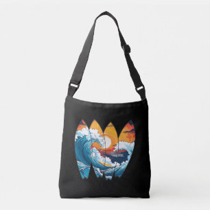 Surfing Waves Surfboards Crossbody Bag