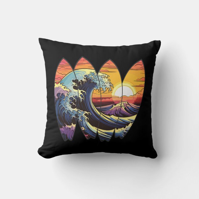 Surfing Waves Surfboards Cushion (Front)