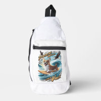 Surfing Welsh Corgi Catching Big Wave