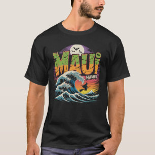 Surfing Witch on Broom Maui Hawaii Halloween  T-Shirt