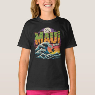 Surfing Witch on Broom Maui Hawaii Halloween T-Shirt