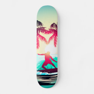Surfing with palm trees skateboard