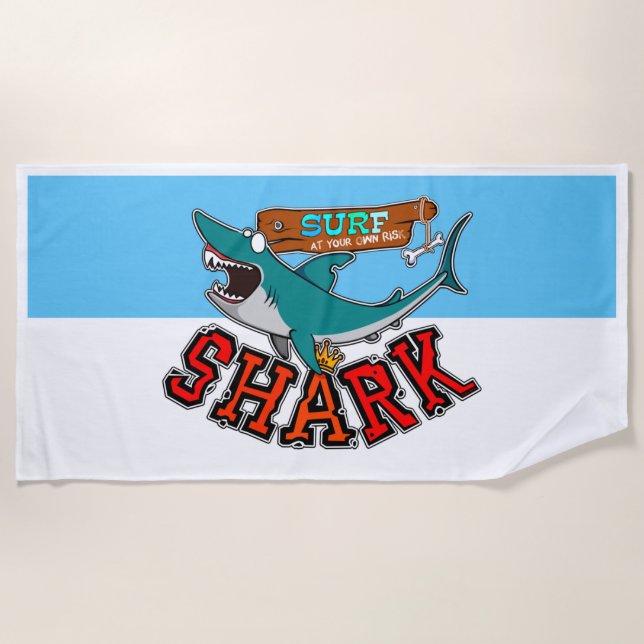 Surfing with shark beach towel (Front)