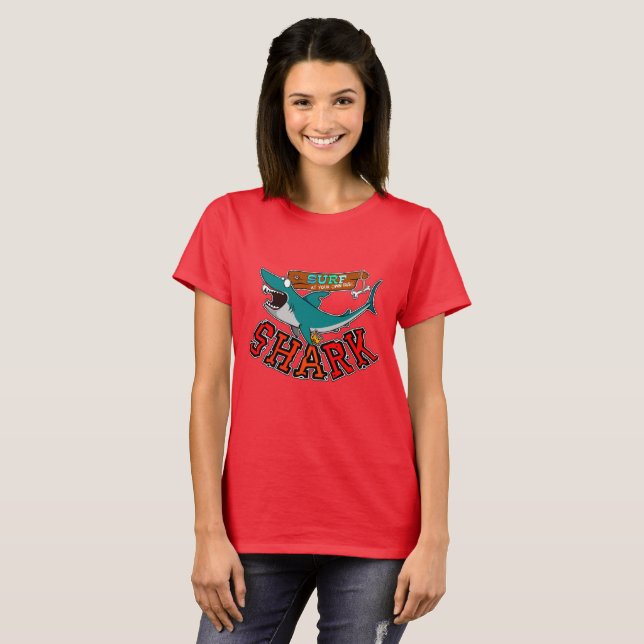 Surfing with shark T-Shirt (Front Full)