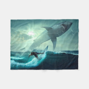 Surfing with Sharks Fleece Blanket
