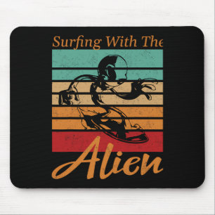 Surfing With The Alien Clic Shirt Vintage Mouse Mat