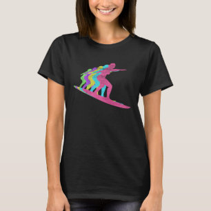 Surfing woman Wave Girl 80s Colors 1980s T-Shirt
